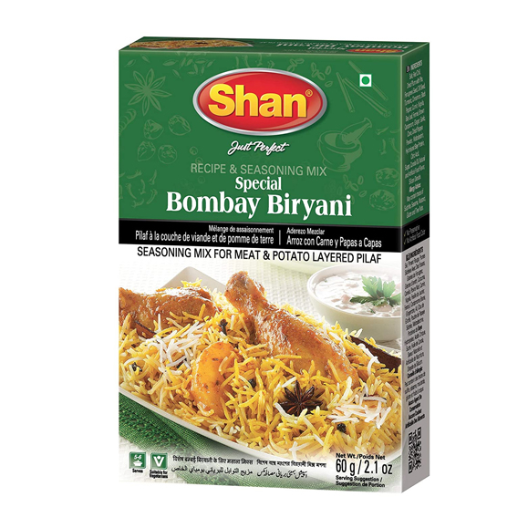 Shan Special Bombay Biryani Masala 60gm- bombe briani mosolla- Shan Spezial Bombay Biryani Masala